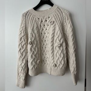 Mango Chunky Knit Sweater in Cream Color, very comfortable. Size L